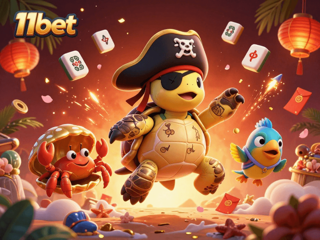 Experience thrilling play at 11bet with a vibrant 3D casino scene featuring pirate characters