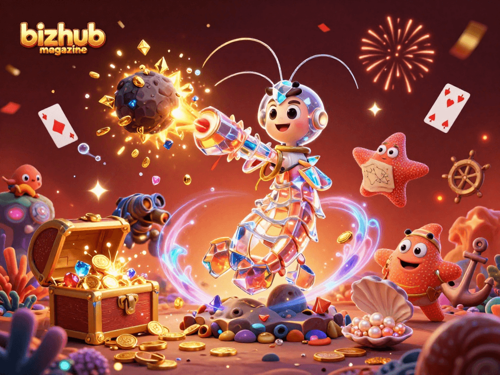Engage with bizhubmagazine featuring vibrant 3D casino characters in thrilling action amidst treasure and games.