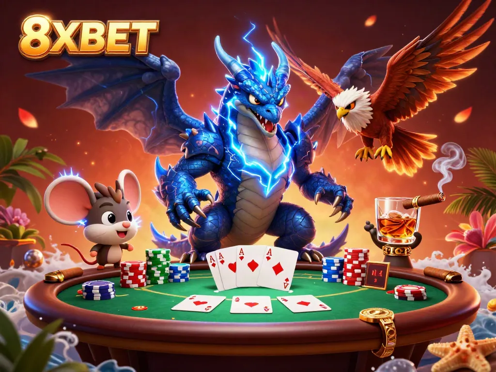 Experience thrilling gameplay with 8XBET featuring dynamic casino elements and animated characters.