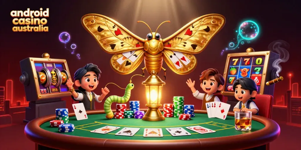 Experience the excitement of android casino australia with a vibrant 3D illustration featuring casino elements.