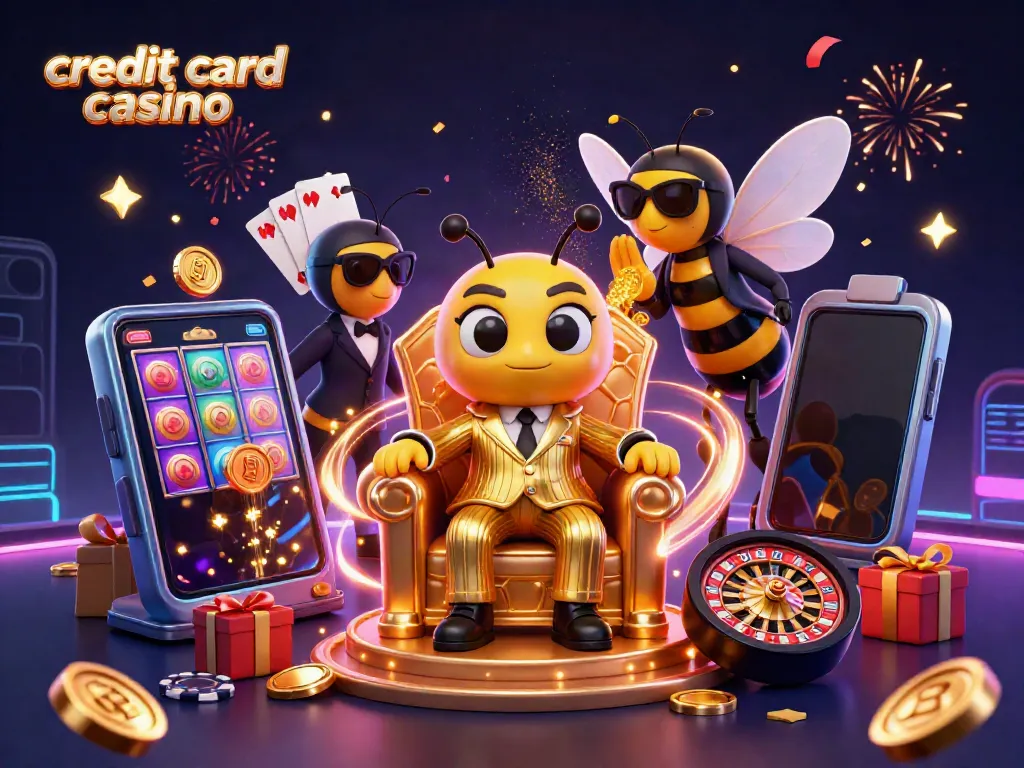 Experience the excitement of a credit card casino with players enjoying vibrant slot games and big wins.