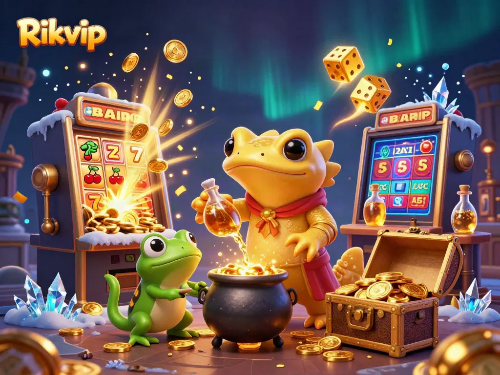 Rikvip players enjoying jackpot wins with the magical golden salamander alchemist scene.