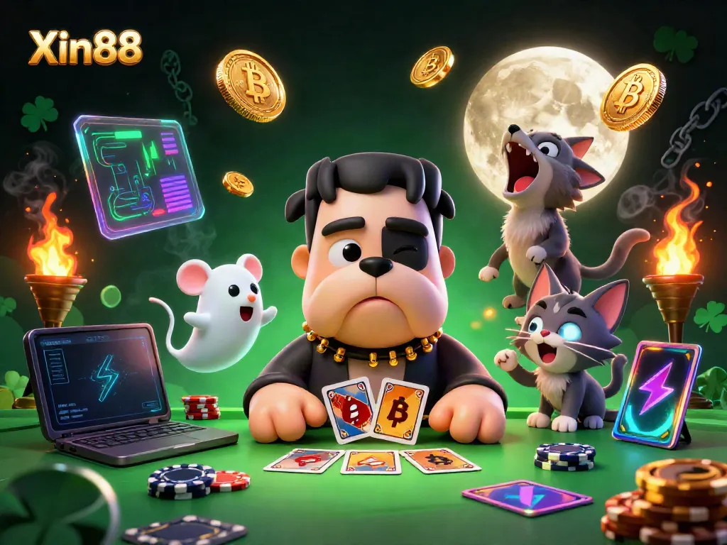 Experience thrilling gameplay at Xin88 with a 3D cartoon scene of gambling fun featuring unique characters.