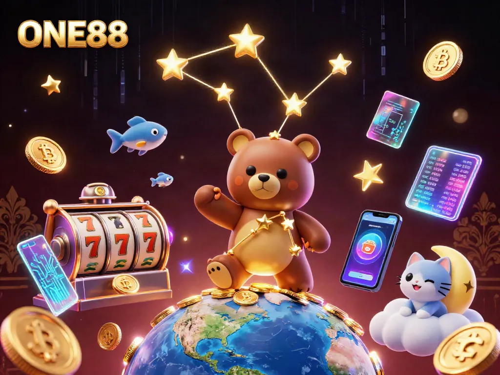 Engage with ONE88’s thrilling slots experience, capturing golden coins in a vibrant casino adventure.