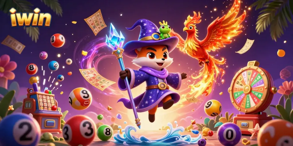 Experience thrilling iwin gaming with dynamic lottery elements and magical characters.