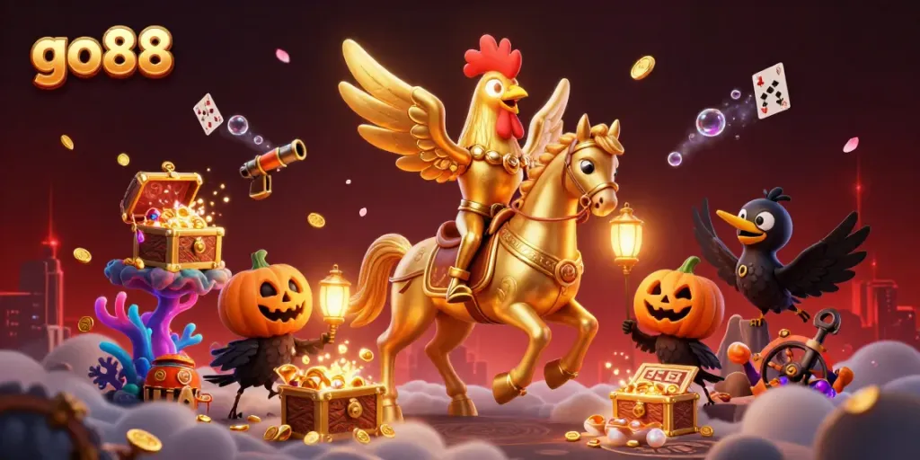 Join the action at go88, where golden roosters and spectral horses bring casino thrills to life.