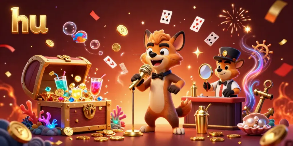 Experience the lively comedy casino scene with hyenas performing at hu, delivering jokes and mixing drinks.
