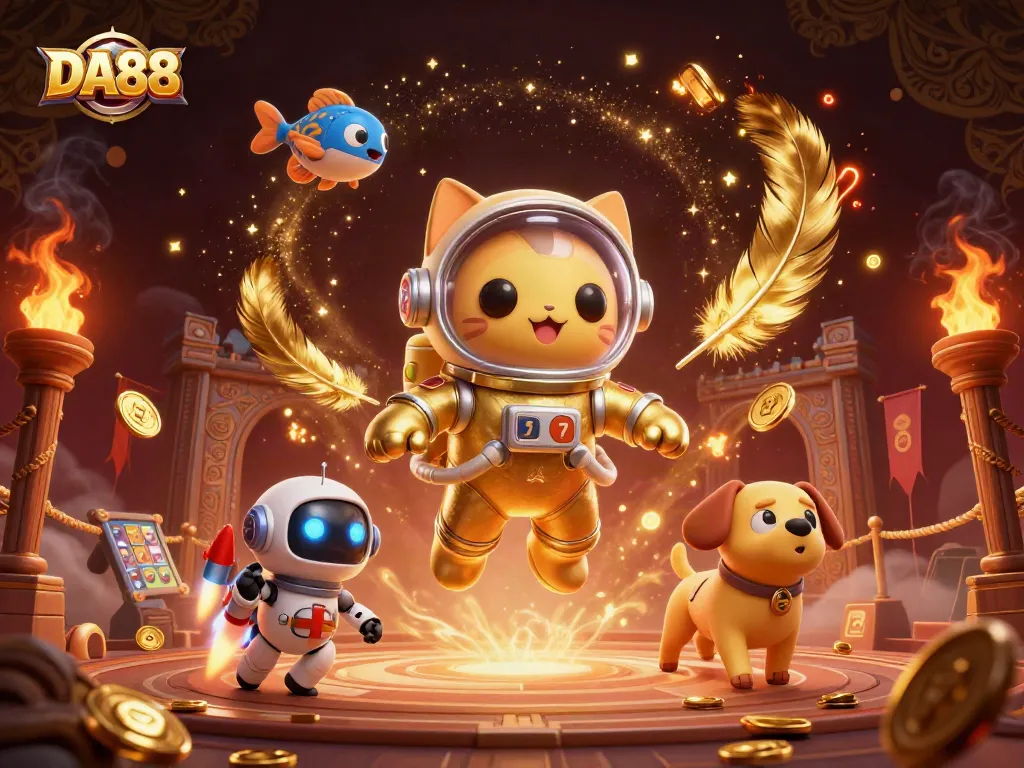Experience exciting bets and thrilling gameplay with DA88 in a vibrant 3D casino scene.