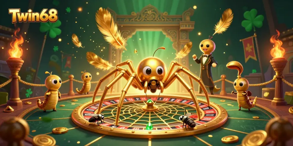 Engage in thrilling bets at Twin68 with a dynamic roulette spider scene.
