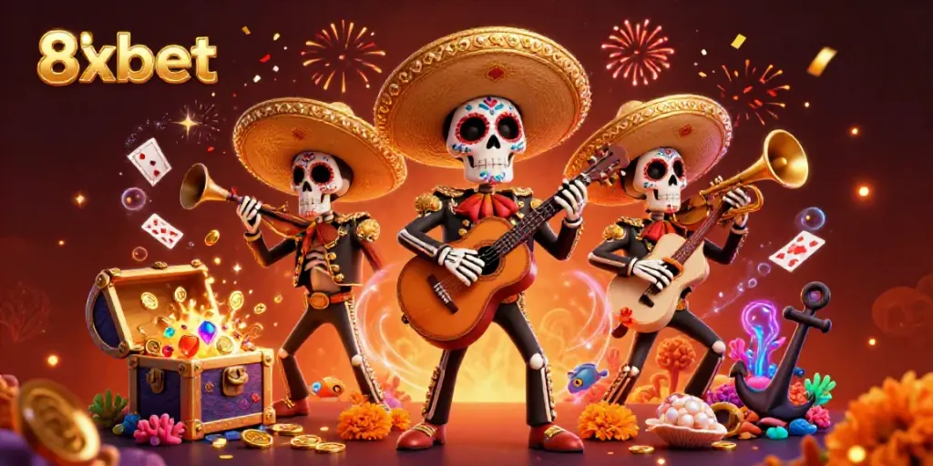Experience thrilling gameplay with the vibrant 8xbet mariachi band amidst exploding treasure and festive elements.