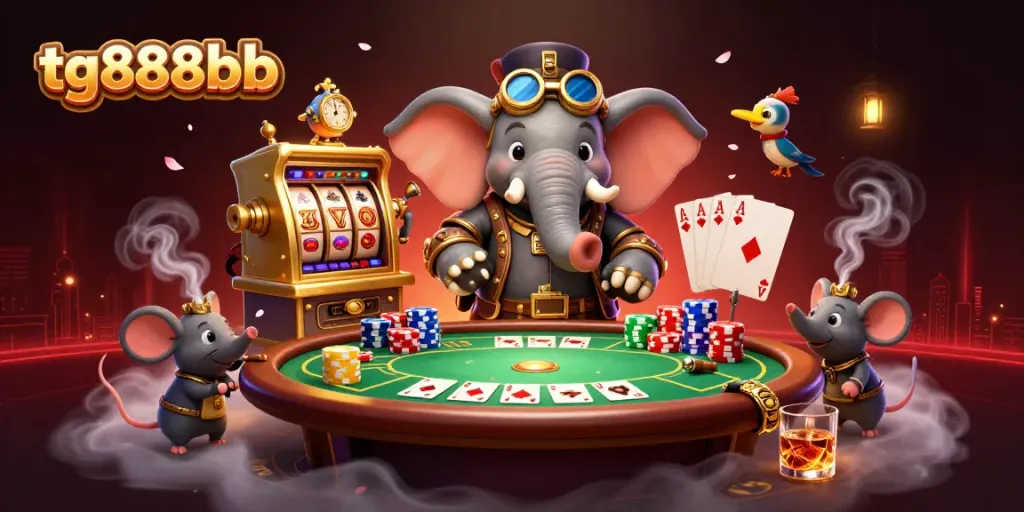 Spin slots and win with tg888bb in a vibrant, dynamic 3D casino scene full of action.