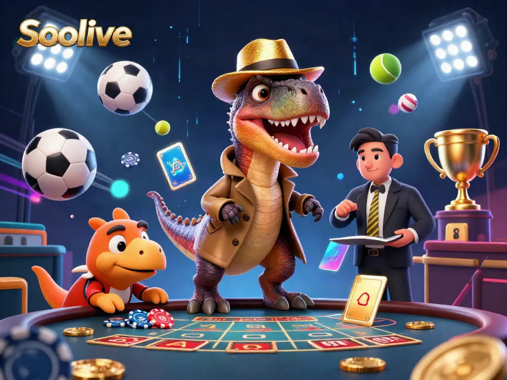 Experience live sports betting action with Socolive's exciting cartoon scene featuring vibrant 3D elements.
